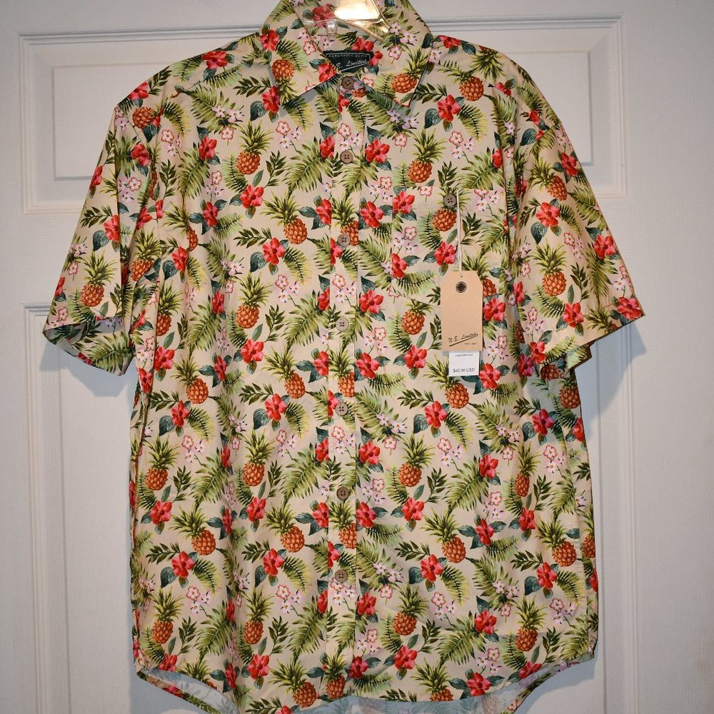 Northern Expedition Men's Floral Short Sleeve Button Front Shirt Size Medium